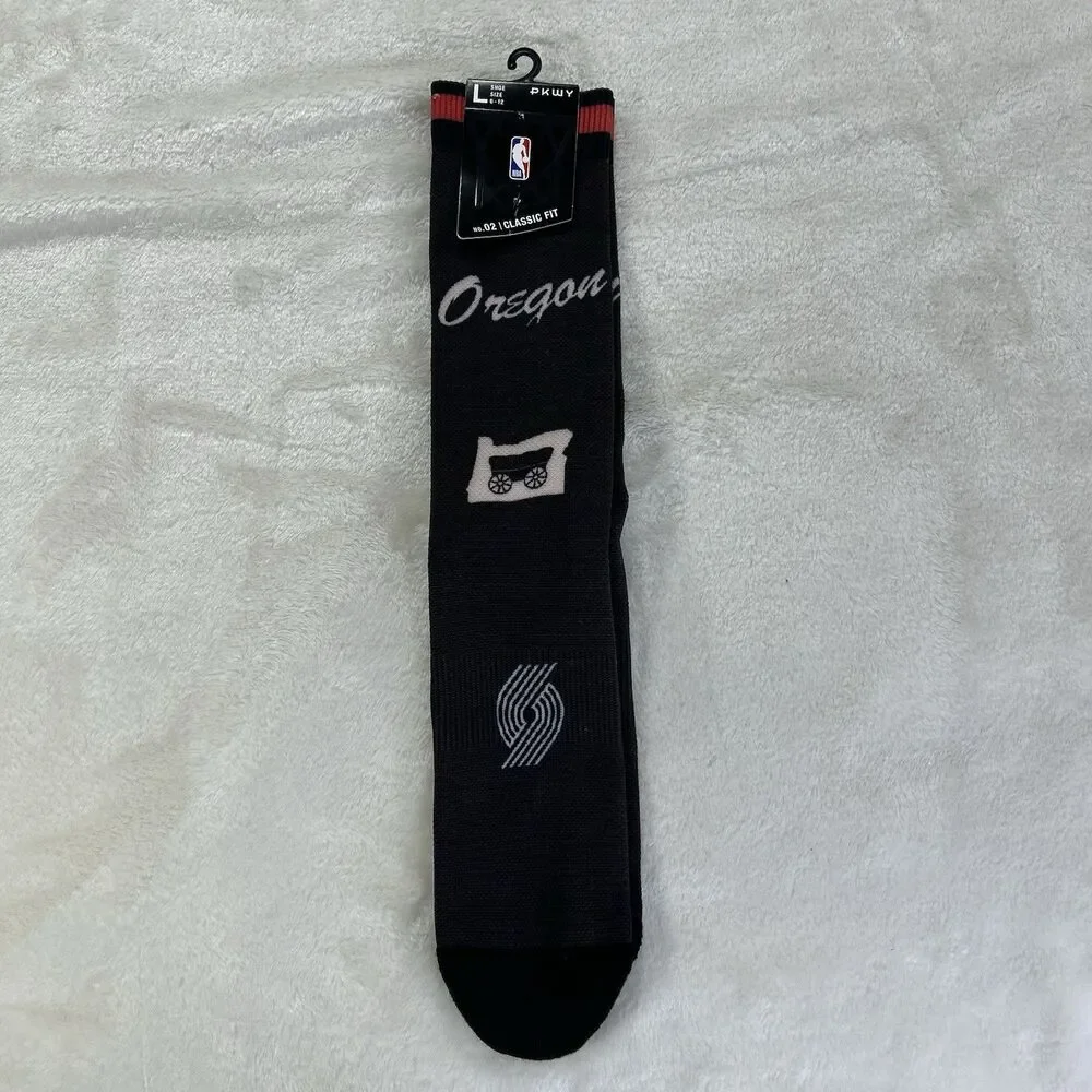 Portland Trailblazers NBA Mens Large Socks Fits 6-12 PKWY City Edition Crew Fox
